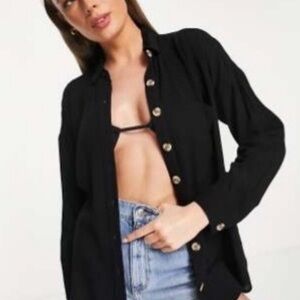 NWT Black Button-Up Women's Top
